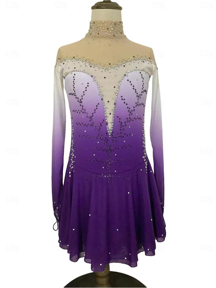 Robe de Patinage Artistique à Manches Longues pour Femmes et Filles