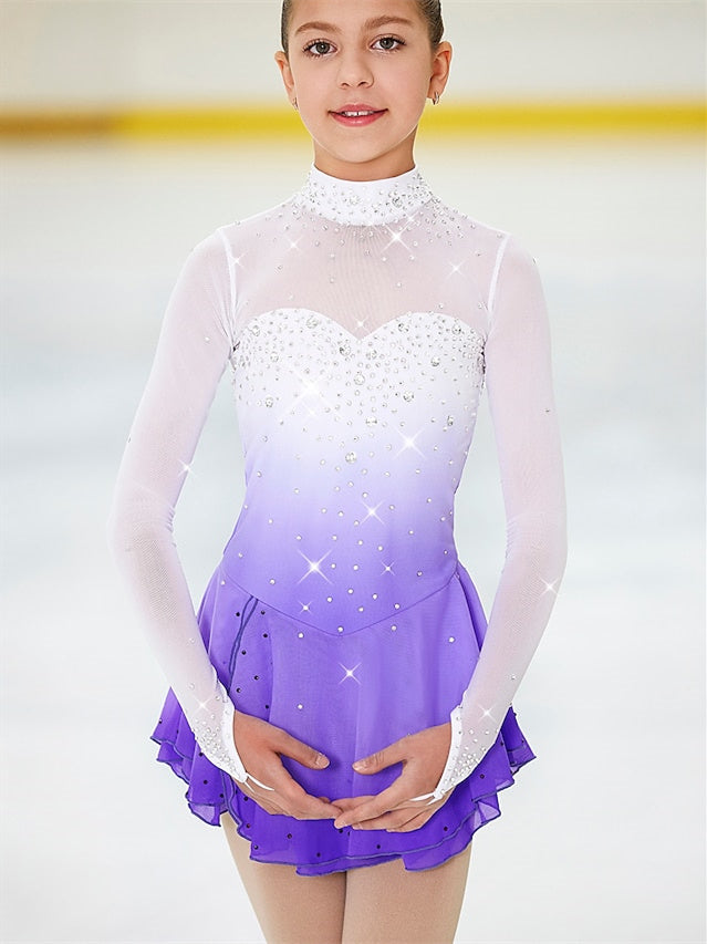 Robe de Patinage Artistique à Manches Longues pour Femmes et Filles