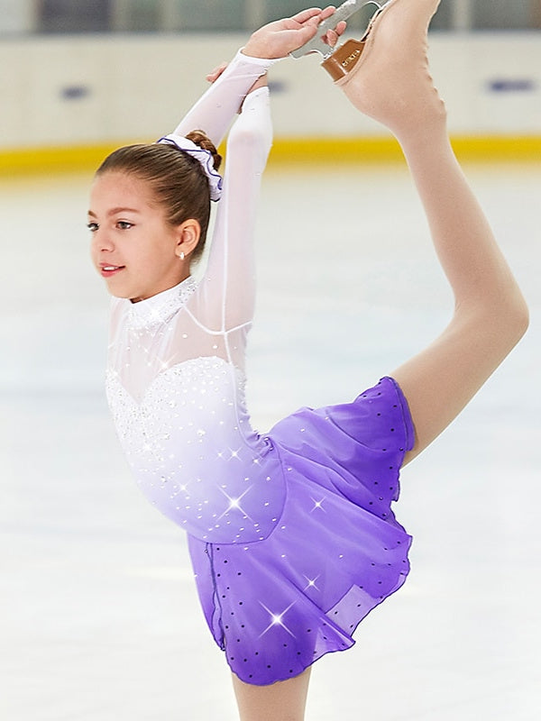 Robe de Patinage Artistique à Manches Longues pour Femmes et Filles