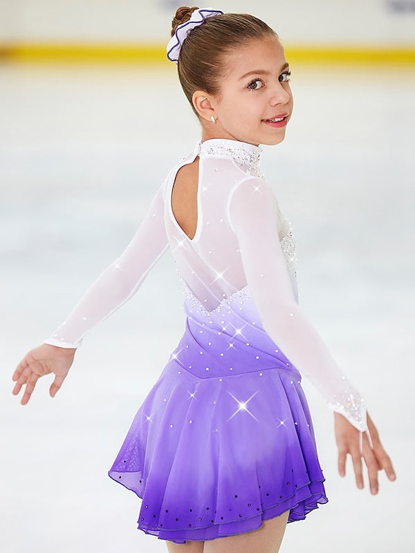 Robe de Patinage Artistique à Manches Longues pour Femmes et Filles