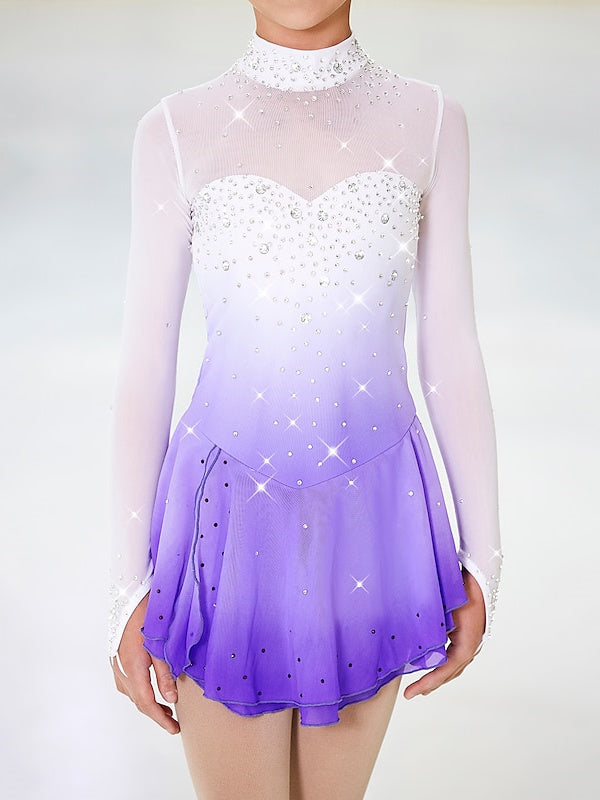 Robe de Patinage Artistique à Manches Longues pour Femmes et Filles