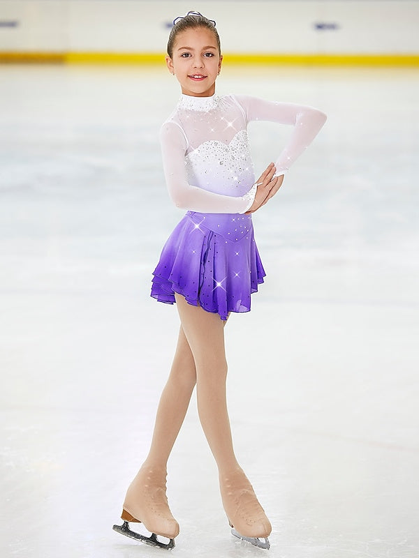 Robe de Patinage Artistique à Manches Longues pour Femmes et Filles