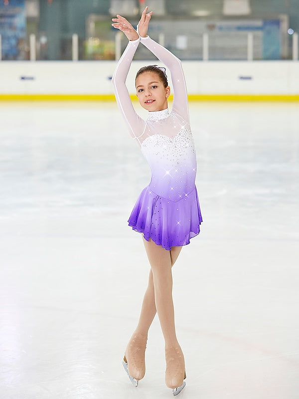 Robe de Patinage Artistique à Manches Longues pour Femmes et Filles