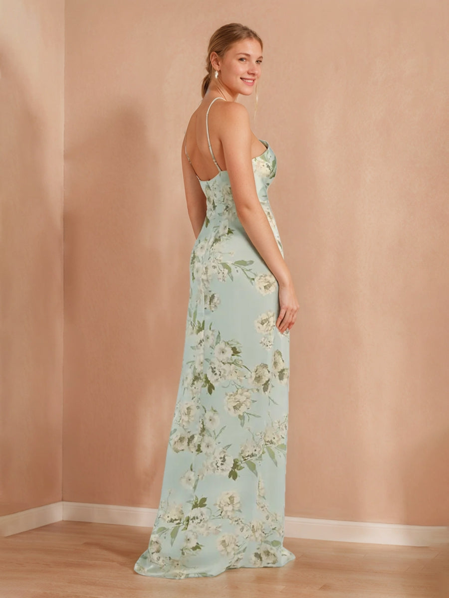 Gaine/Colonne Licou Sans Manches Printed Floral Sexy Robes de Demoiselle d'Honneur avec High Split