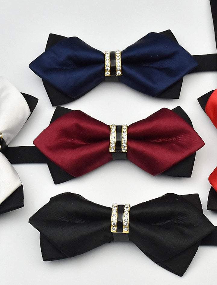 Nœud Papillon Uni Pour Homme Avec Strass