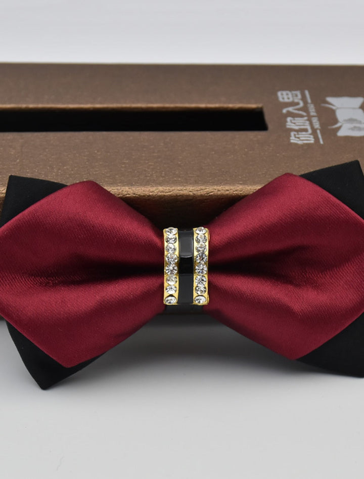Nœud Papillon Uni Pour Homme Avec Strass