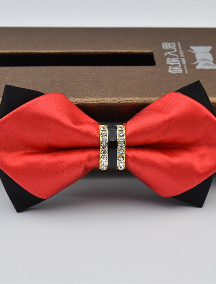 Nœud Papillon Uni Pour Homme Avec Strass