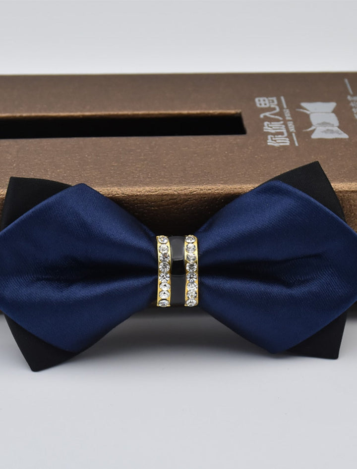 Nœud Papillon Uni Pour Homme Avec Strass