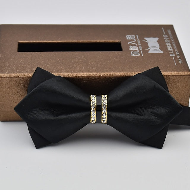 Nœud Papillon Uni Pour Homme Avec Strass