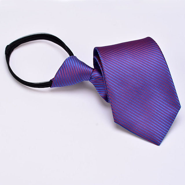 Cravate Zippée Ajustable Pour Homme à Pois, Unie Et Rayée