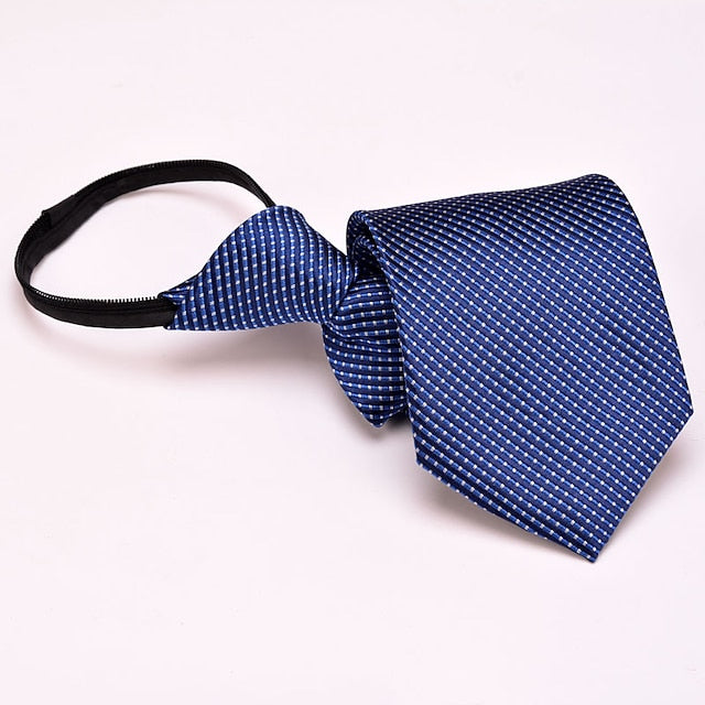 Cravate Zippée Ajustable Pour Homme à Pois, Unie Et Rayée