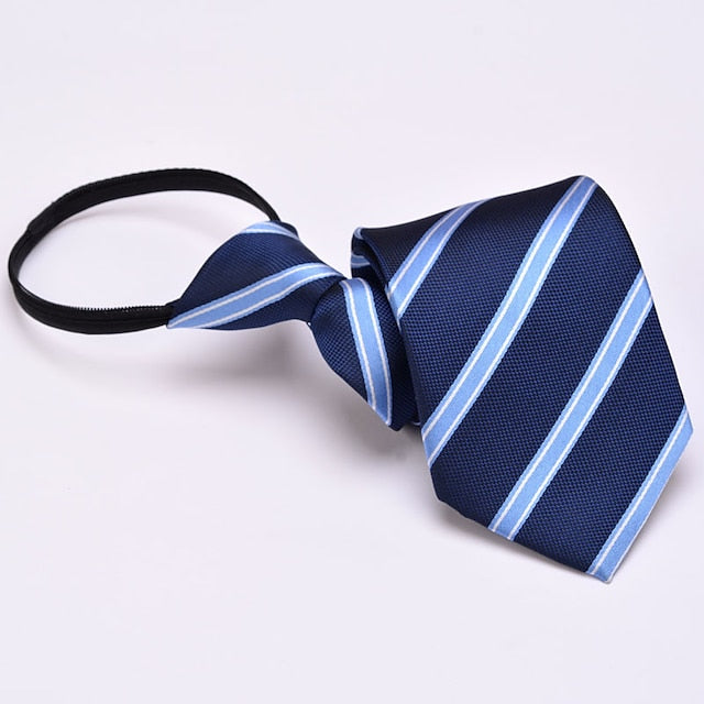 Cravate Zippée Ajustable Pour Homme à Pois, Unie Et Rayée