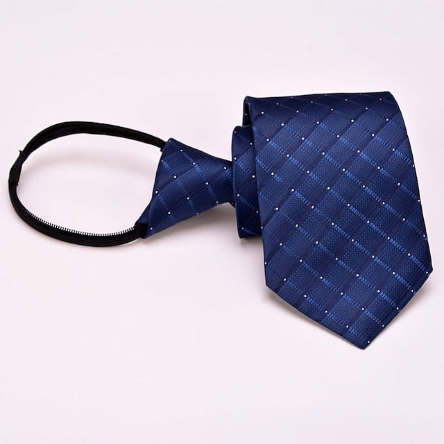 Cravate Zippée Ajustable Pour Homme à Pois, Unie Et Rayée