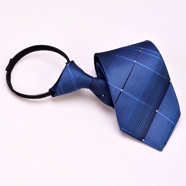 Cravate Zippée Ajustable Pour Homme à Pois, Unie Et Rayée