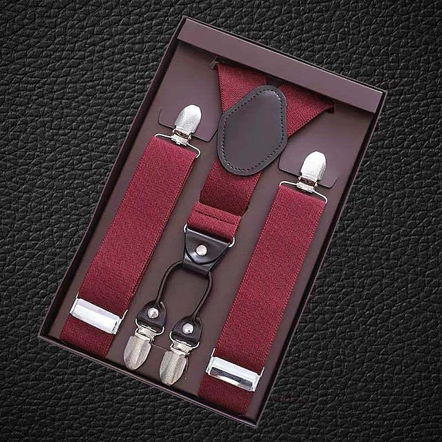 Bretelles De Couleur Unie Pour Hommes En Polyester Et Nylon Avec Boucle En Métal