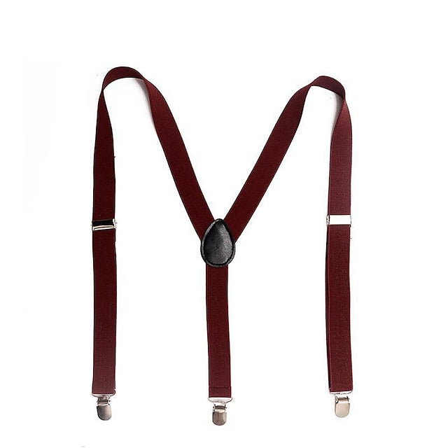Bretelles De Couleur Unie Pour Hommes En Polyester Et Nylon Avec Boucle En Métal