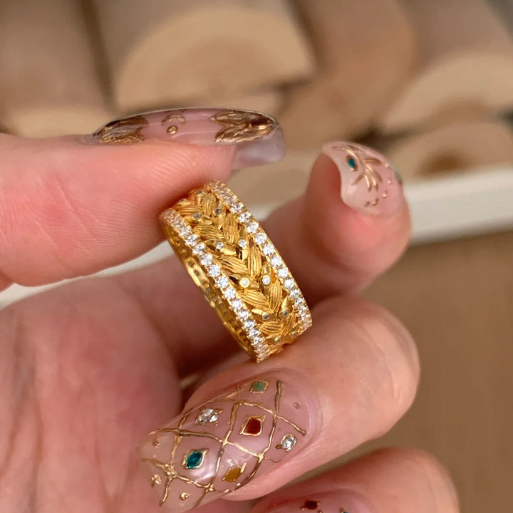 Bague De Luxe En Or Et Diamants Scintillants Style Rétro