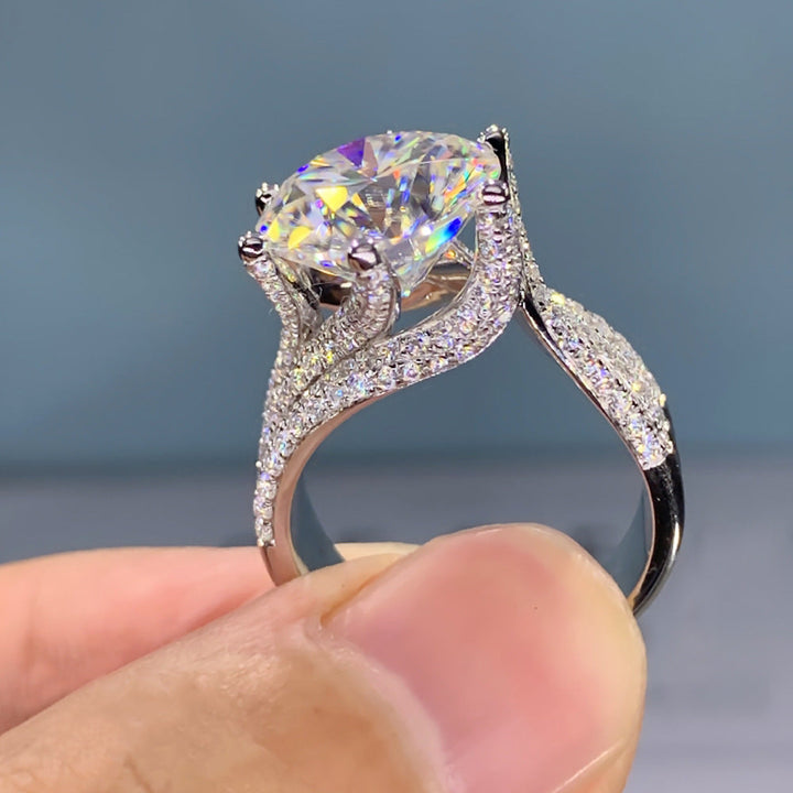 Bague De Luxe Classique En Or Blanc 5 Carats Avec Diamants