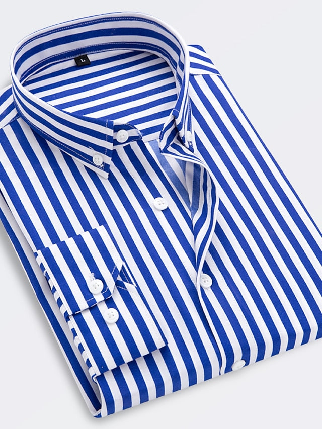 Chemise Rayée à Manches Longues et Coupe Standard pour Homme