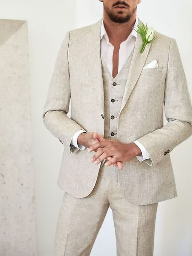 Costumes de Mariage 3 Pièces pour Hommes, Coupe Ajustée, Simple Boutonnage, Deux Boutons