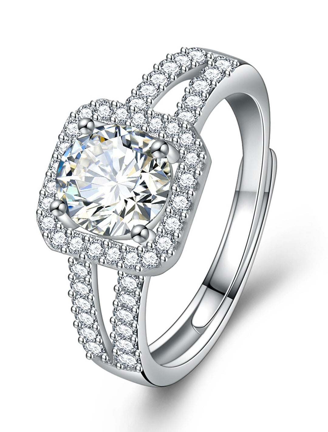 Bague De Mariage Géométrique En Argent Avec Strass En Argent Sterling S925, Élégante, Simple Et Luxueuse