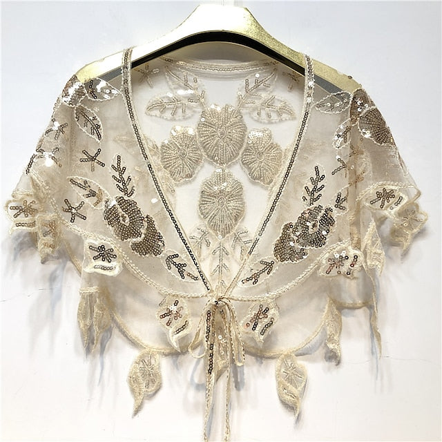 Châle et Châles Châles pour Femmes Pure Glittering Sparkle & Shine Sans Manches Tulle Mariage Wraps avec Perles