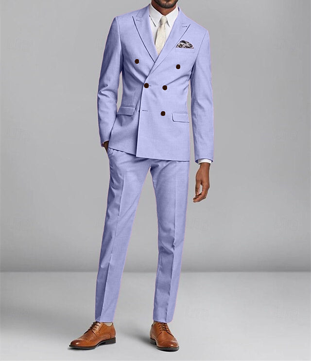 Costumes de Mariage 2 Pièces à Coupe Standard pour Hommes, Croisés, à Six Boutons