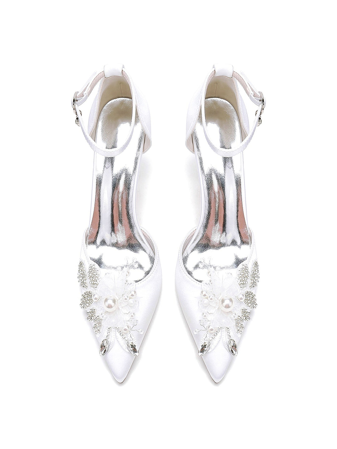Chaussures de Mariage pour Femmes en Dentelle à Talon Aiguille et Bout Pointu pour Demoiselle D'Honneur