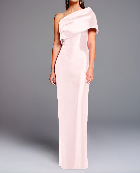 Robe de Mère de la Mariée Fourreau/Colonne à Une Épaule Sans Manches, Longueur Au Sol, avec Nœud