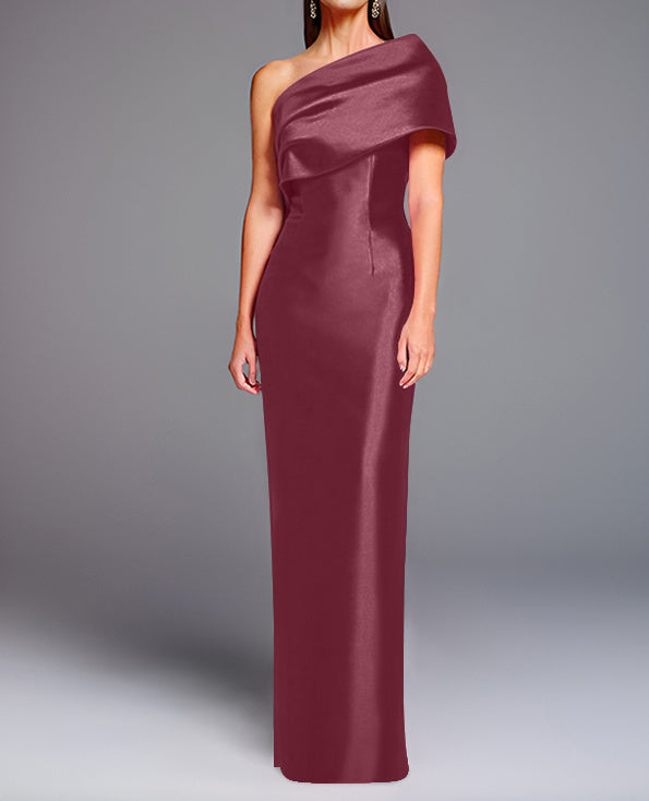 Robe de Mère de la Mariée Fourreau/Colonne à Une Épaule Sans Manches, Longueur Au Sol, avec Nœud