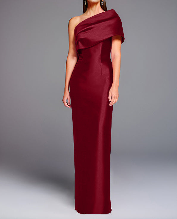 Robe de Mère de la Mariée Fourreau/Colonne à Une Épaule Sans Manches, Longueur Au Sol, avec Nœud