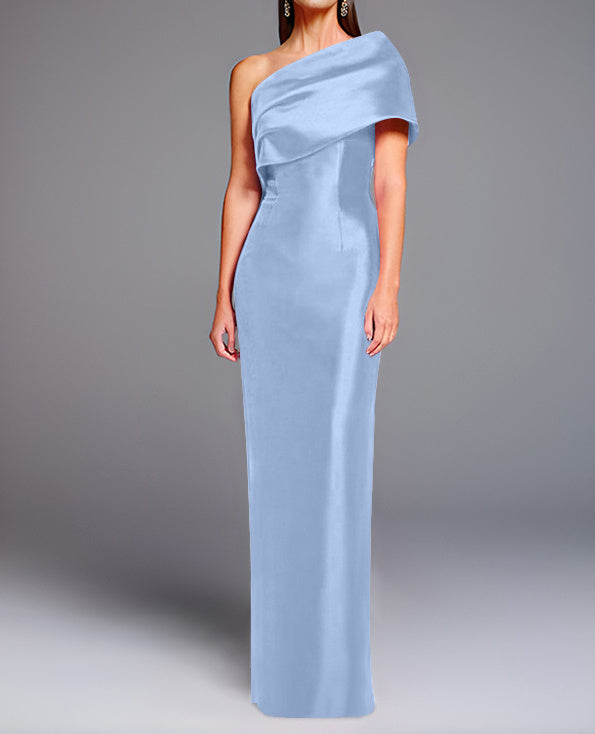 Robe de Mère de la Mariée Fourreau/Colonne à Une Épaule Sans Manches, Longueur Au Sol, avec Nœud