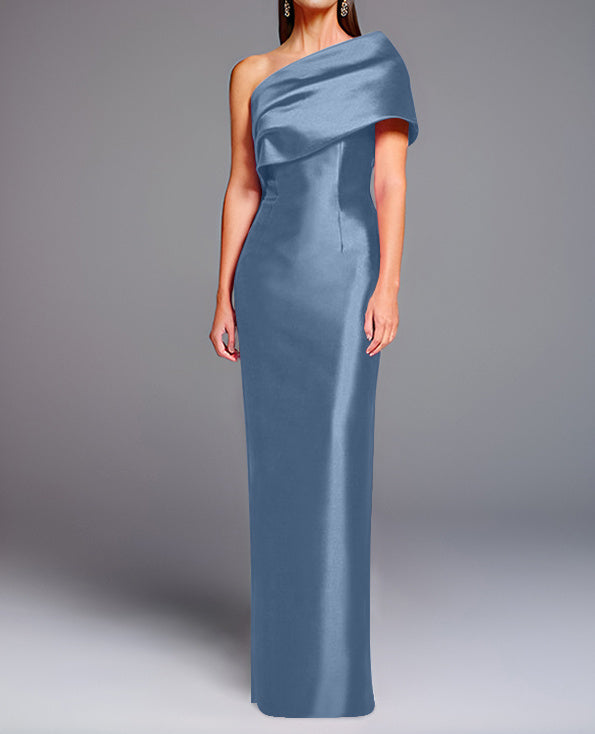 Robe de Mère de la Mariée Fourreau/Colonne à Une Épaule Sans Manches, Longueur Au Sol, avec Nœud