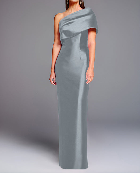 Robe de Mère de la Mariée Fourreau/Colonne à Une Épaule Sans Manches, Longueur Au Sol, avec Nœud