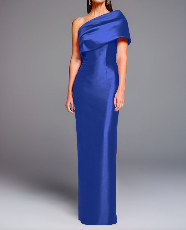 Robe de Mère de la Mariée Fourreau/Colonne à Une Épaule Sans Manches, Longueur Au Sol, avec Nœud