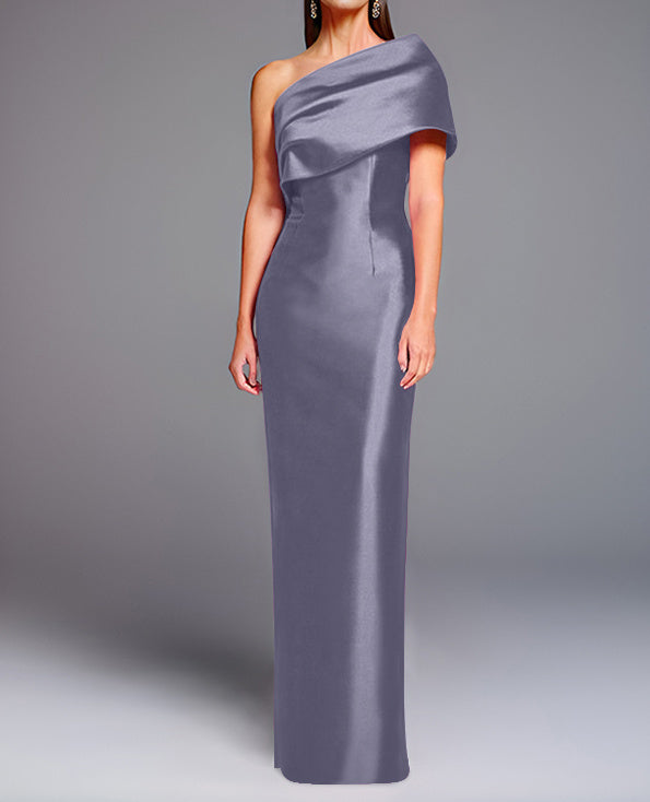 Robe de Mère de la Mariée Fourreau/Colonne à Une Épaule Sans Manches, Longueur Au Sol, avec Nœud