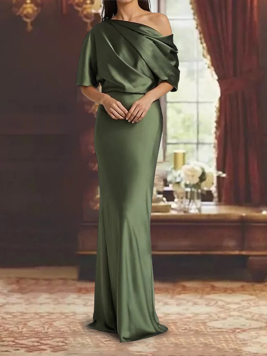 Robes de Mère de la Mariée à Une Épaule, Fourreau/Colonne