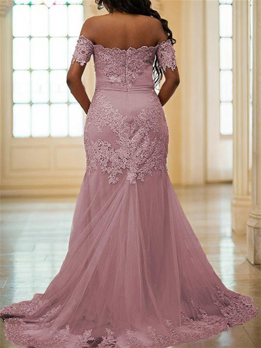 Robe de Bal Fourreau/Colonne à Épaules Dénudées et Longueur Au Sol