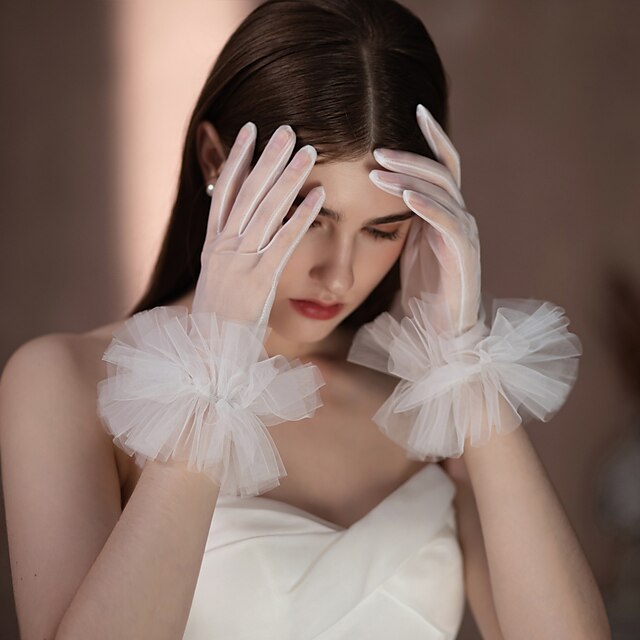 Gant en Tulle Longueur Poignet Élégant / Stylé avec Volants