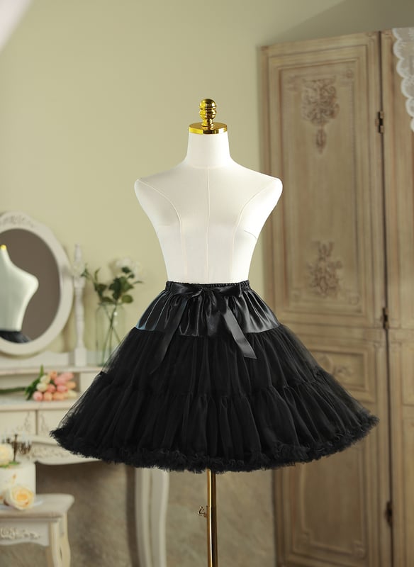 Jupon A-Line en Dentelle/Satin à 3 Étages