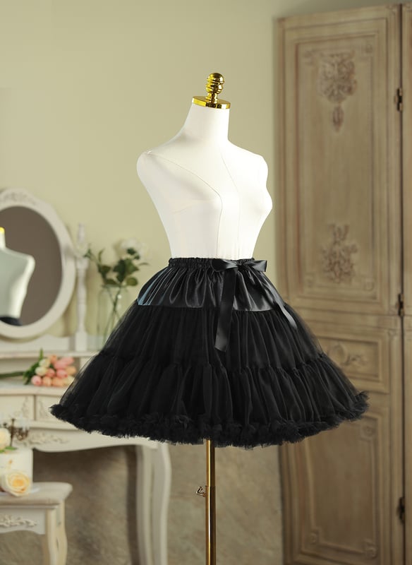 Jupon A-Line en Dentelle/Satin à 3 Étages