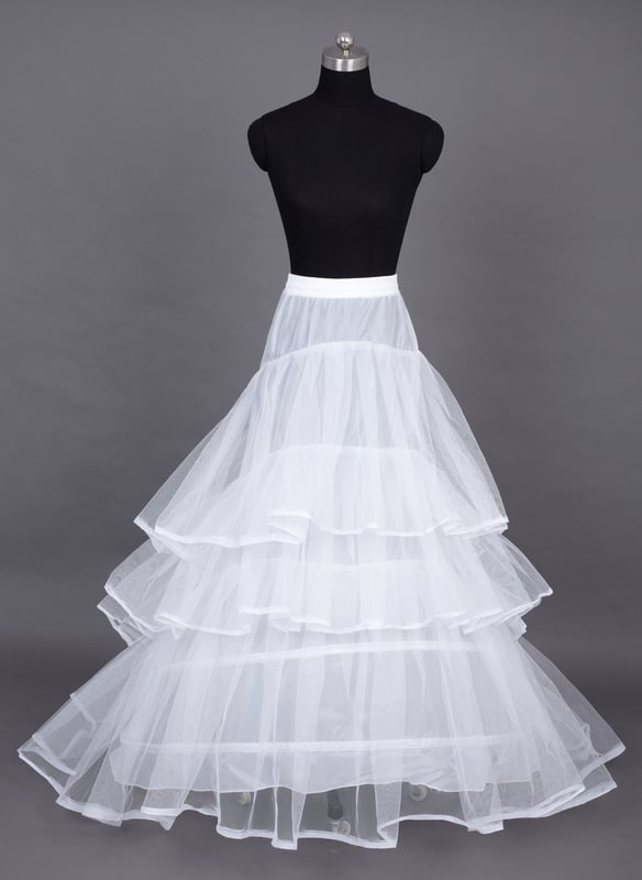 Jupons à Traîne Chapelle en Nylon/Tulle pour Femmes, Longueur Au Sol, 3 Étages