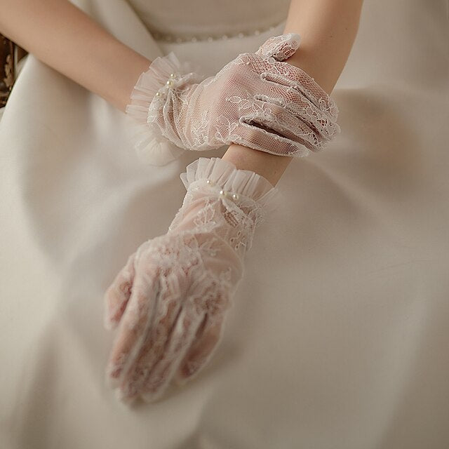 Gant en Dentelle Longueur Poignet Mignon/Élégant avec Volants