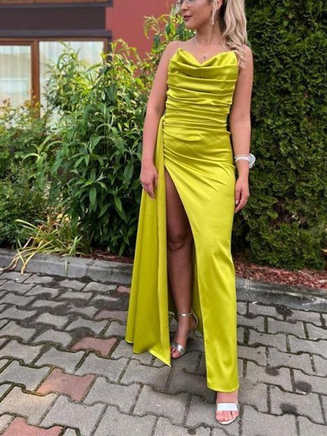 Robe de Bal Longue Au Sol à Bretelles Spaghetti et Fourreau/Colonne