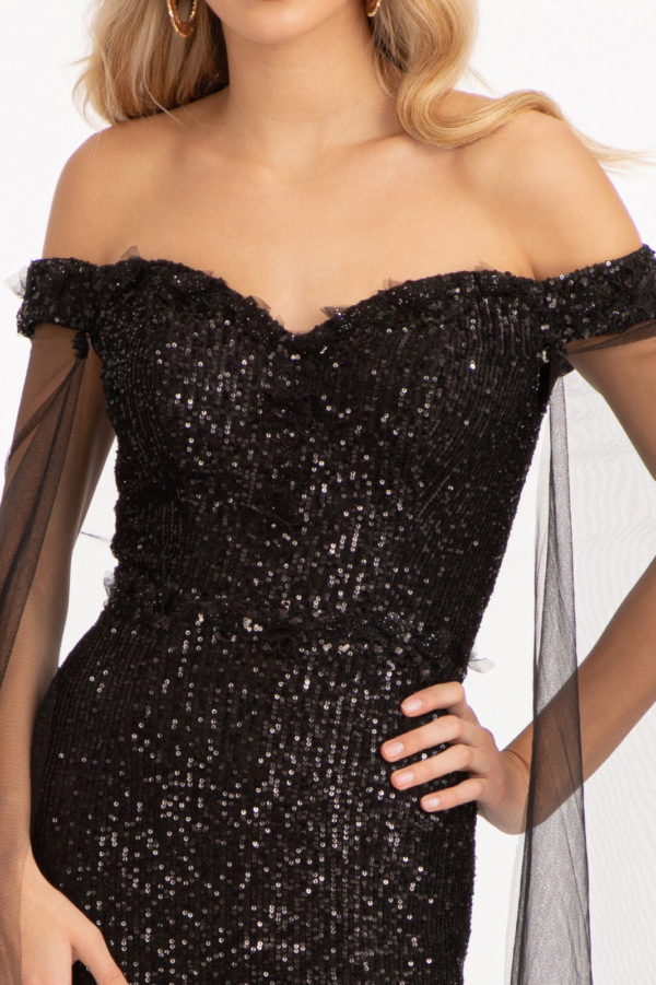 Robe de Bal Longue Sans Manches à Col en Cœur et à Gaine/Colonne avec Paillettes Latérales Fendues