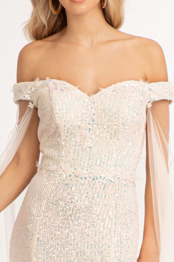 Robe de Bal Longue Sans Manches à Col en Cœur et à Gaine/Colonne avec Paillettes Latérales Fendues