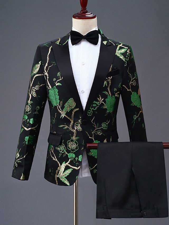 Costumes de Fête de Retour à la Maison 2 Pièces Coupe Ajustée pour Hommes à Boutonnage Simple et à Un Bouton