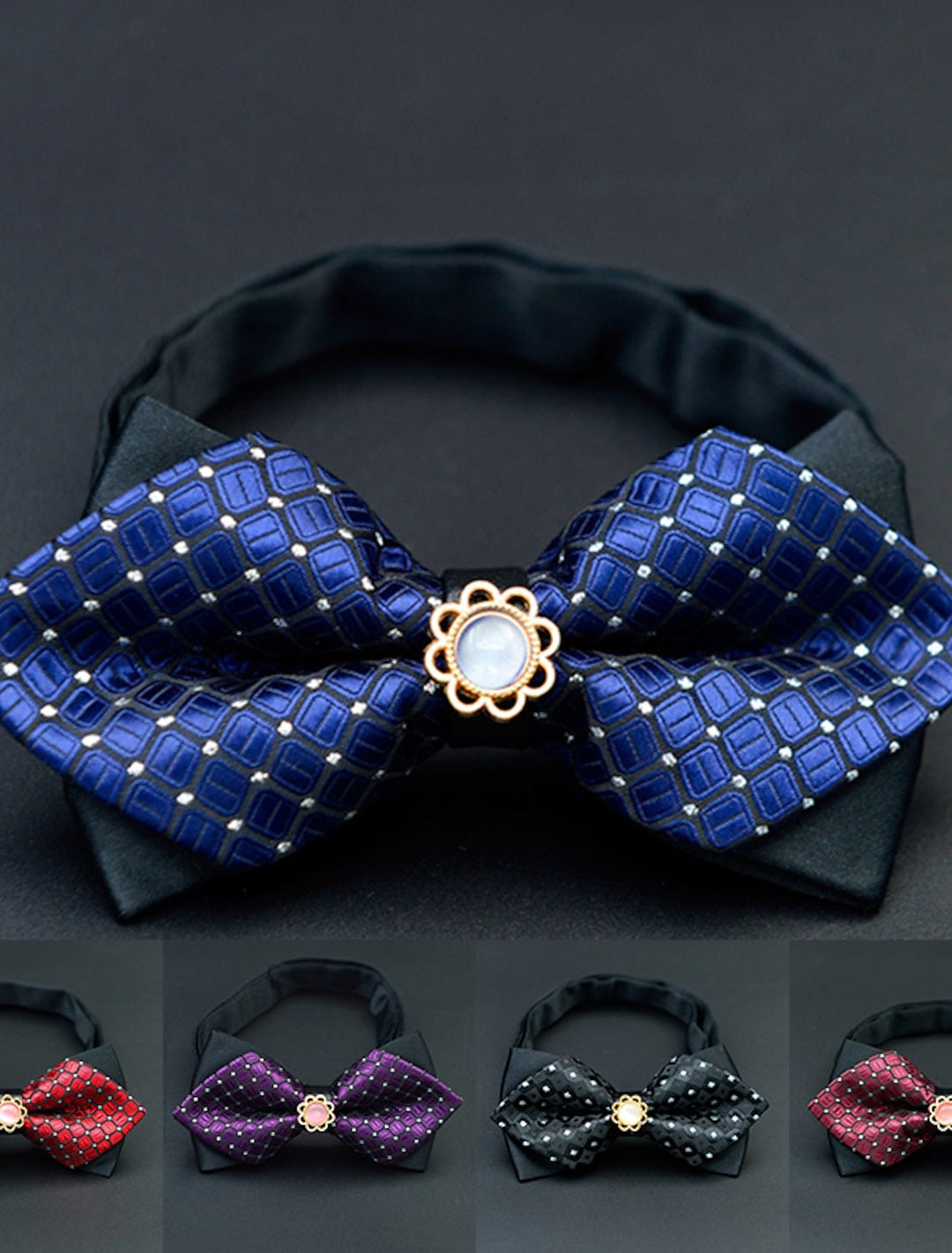 Nœud Papillon Pré-Noué Réglable Pour Homme À Carreaux Pour Mariage, Fête D'Anniversaire