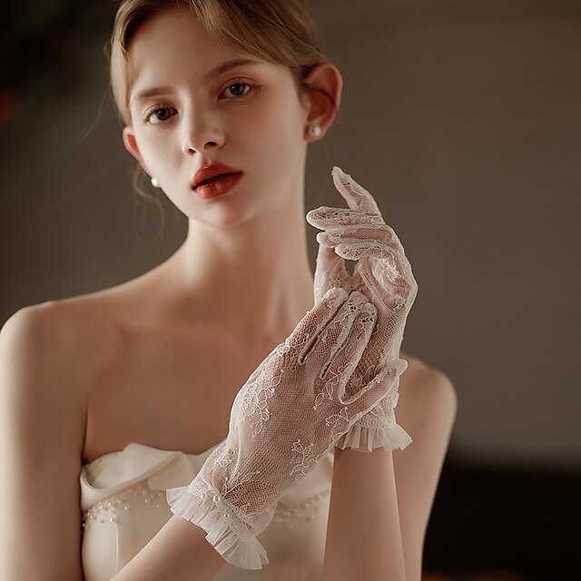 Gant en Dentelle Longueur Poignet Mignon/Élégant avec Volants