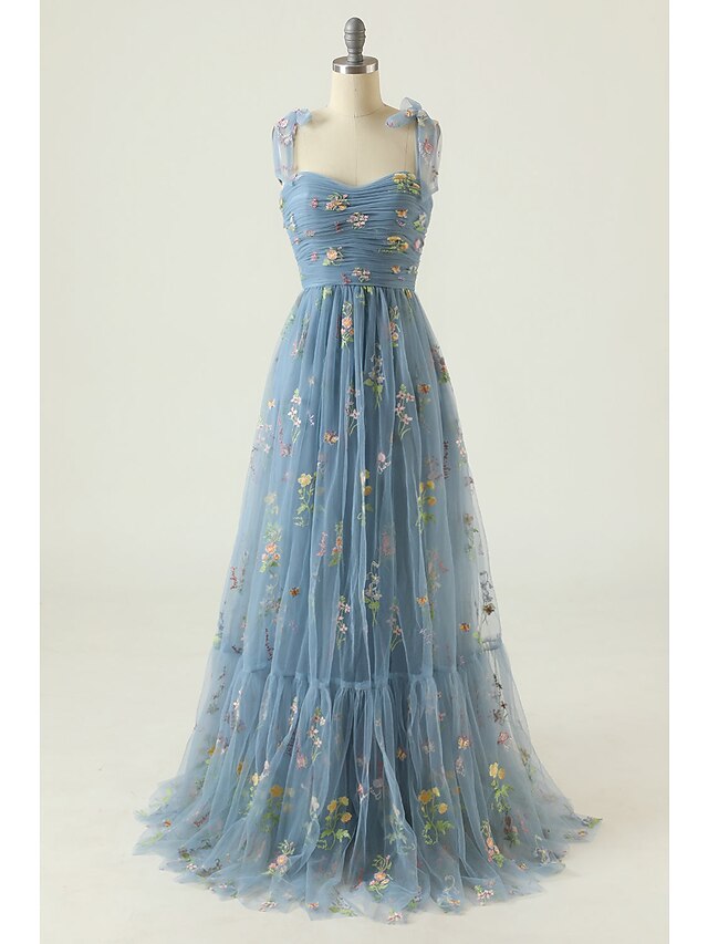 Ligne A/Princesse Bretelles Spaghetti La Longueur du Sol Long 10% Off Gift Cards Floral Robes